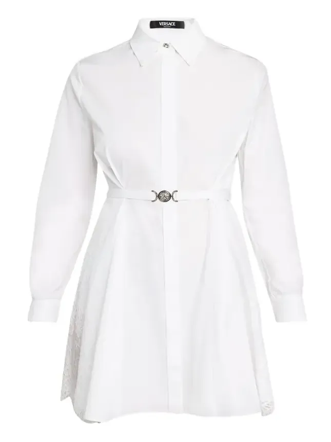 Belted Long-Sleeve Mini Shirtdress