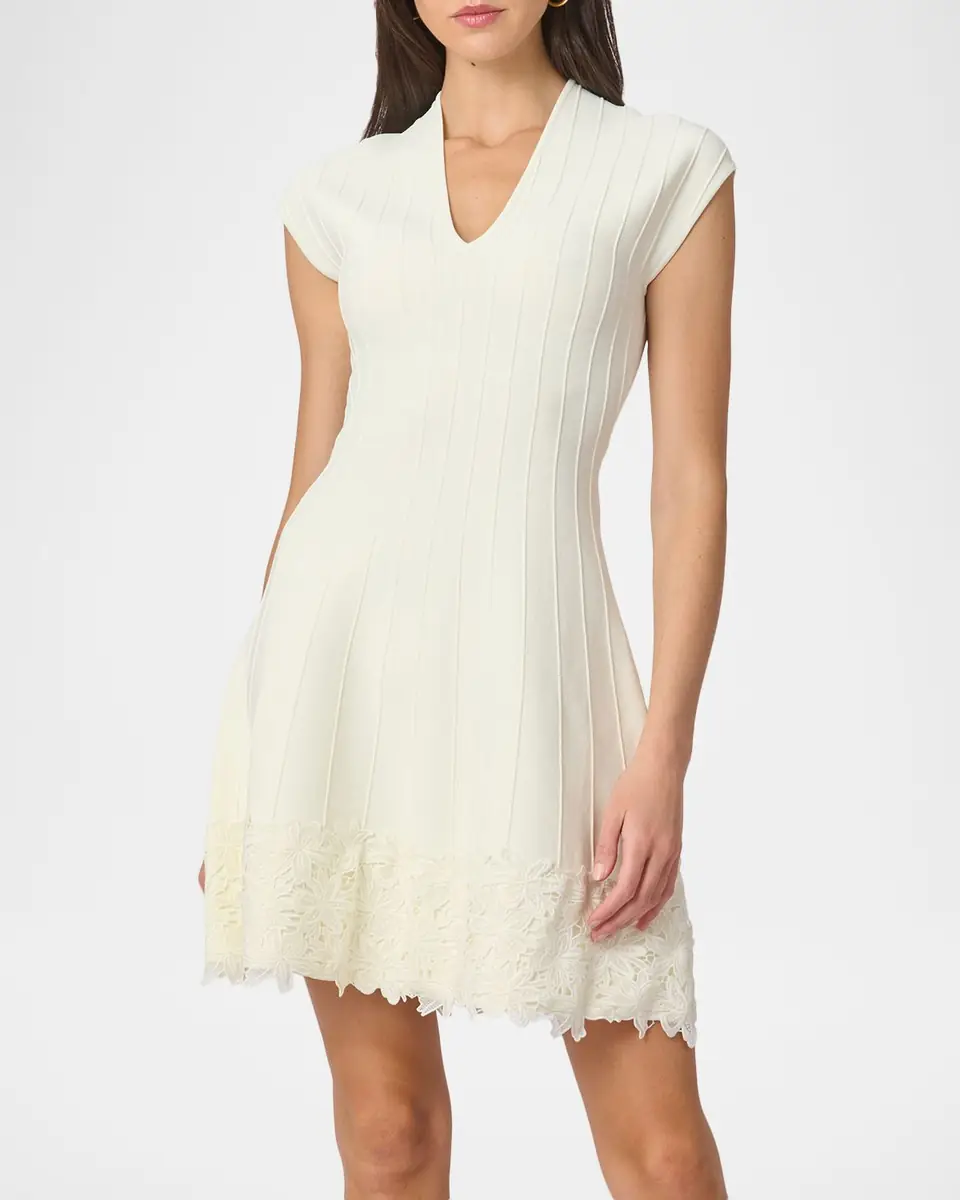 Shoshanna Azalea Seamed Lace-Trim Mini Dress | Thumbnail 3 Shoshanna Azalea Seamed Lace-Trim Mini Dress | Thumbnail 3