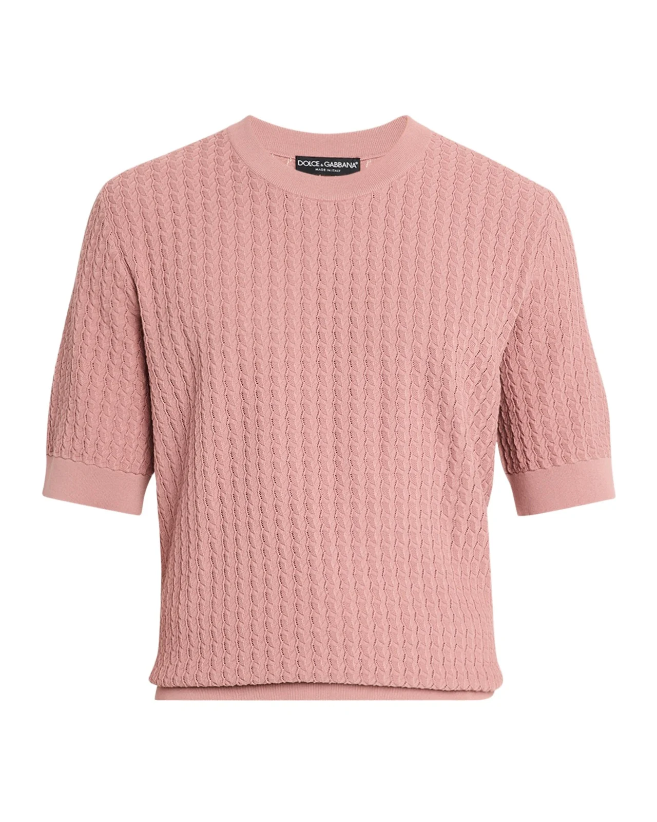 Dolce & Gabbana Men's Cotton Jacquard Knit Short-Sleeve Sweater