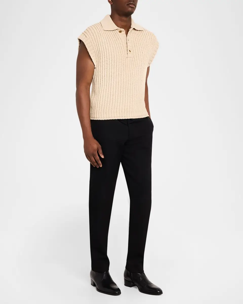 Dolce & Gabbana Men's Cotton Rib Half-Placket Sweater Vest | Thumbnail 2 Dolce & Gabbana Men's Cotton Rib Half-Placket Sweater Vest | Thumbnail 2