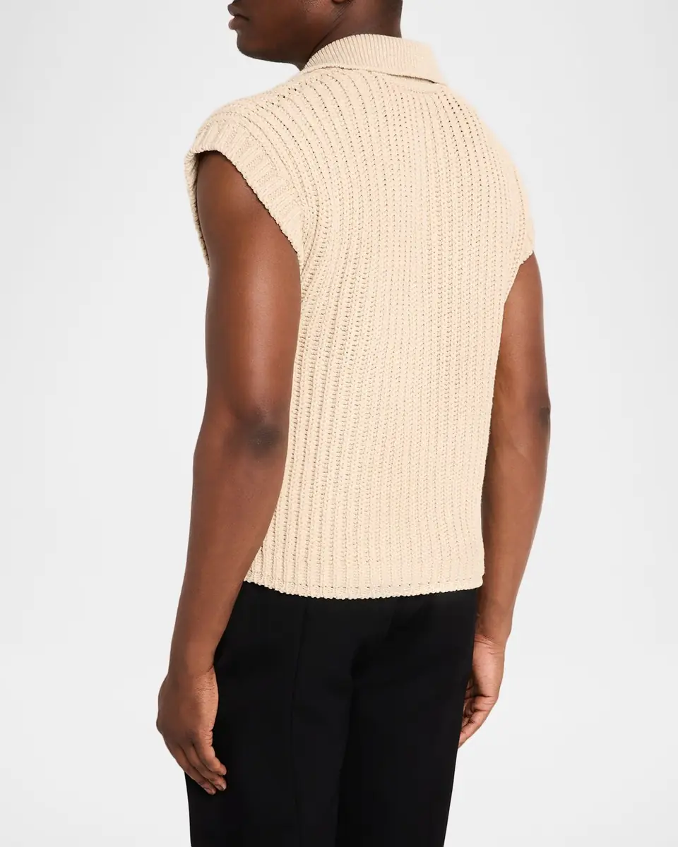 Dolce & Gabbana Men's Cotton Rib Half-Placket Sweater Vest | Thumbnail 3 Dolce & Gabbana Men's Cotton Rib Half-Placket Sweater Vest | Thumbnail 3
