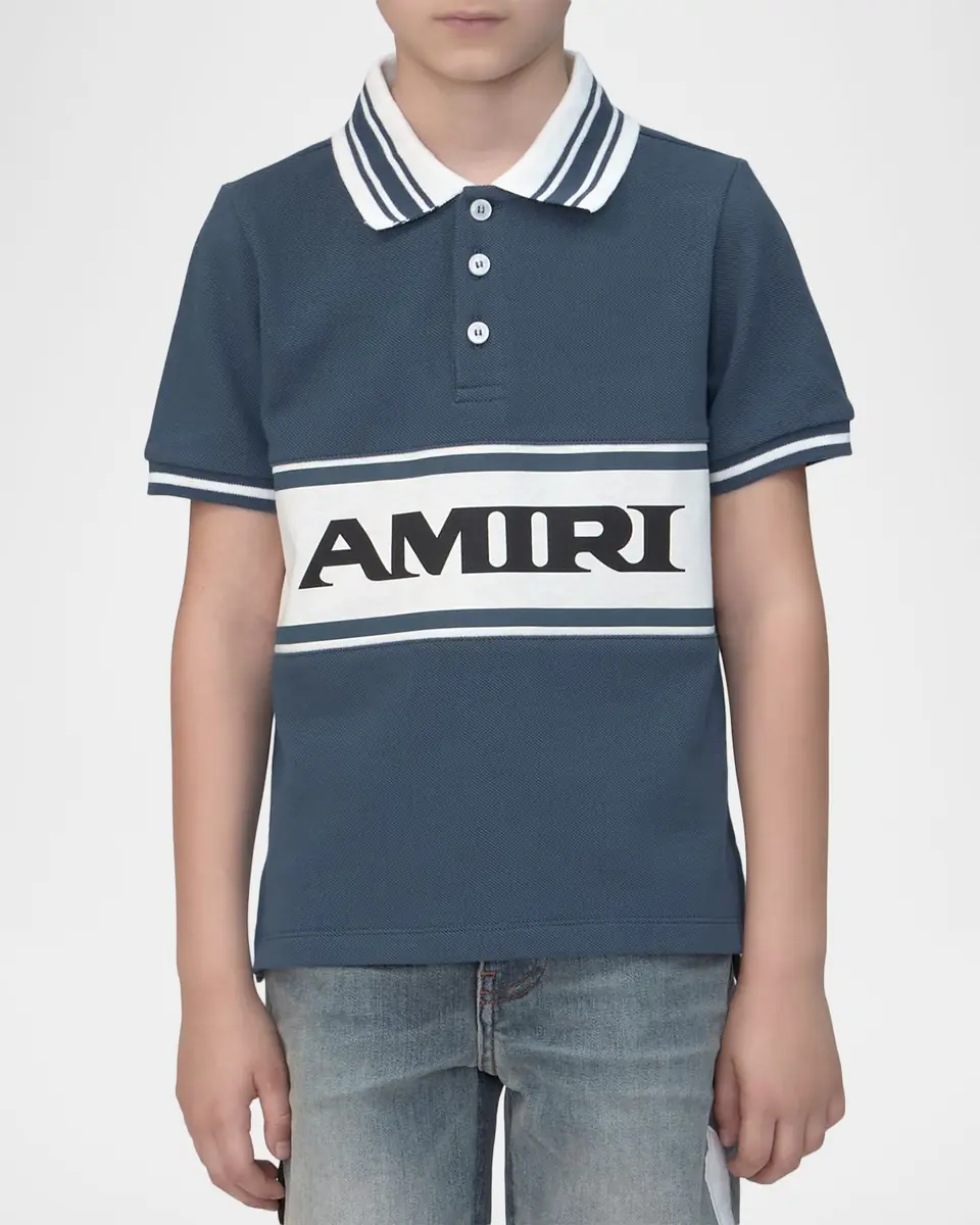 Amiri Boy's Sport Short-Sleeve Polo Shirt, Size -12 | Thumbnail 3 Amiri Boy's Sport Short-Sleeve Polo Shirt, Size -12 | Thumbnail 3