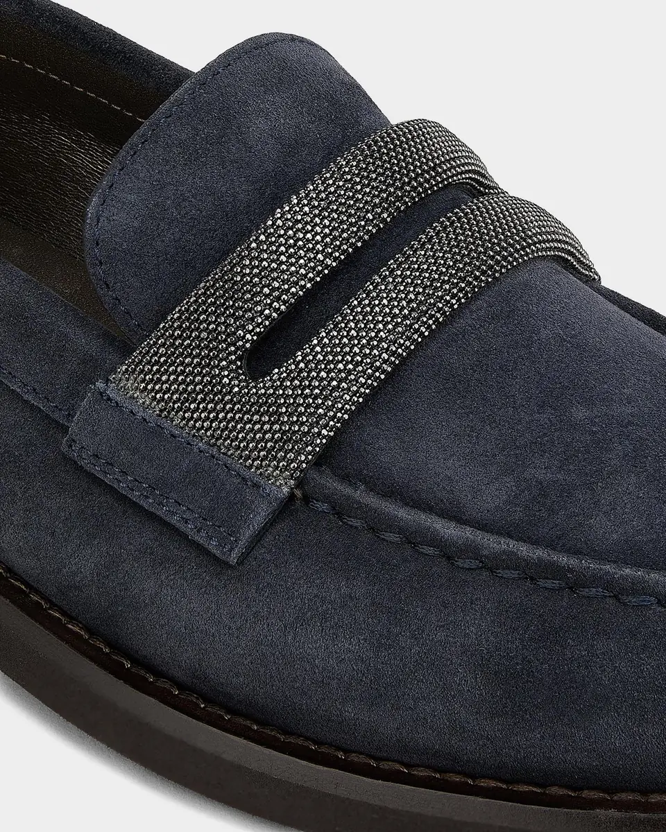 Brunello Cucinelli Monili Suede Penny Loafers | Thumbnail 2 Brunello Cucinelli Monili Suede Penny Loafers | Thumbnail 2