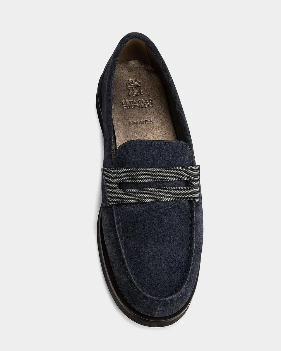 Brunello Cucinelli Monili Suede Penny Loafers | Thumbnail 3 Brunello Cucinelli Monili Suede Penny Loafers | Thumbnail 3