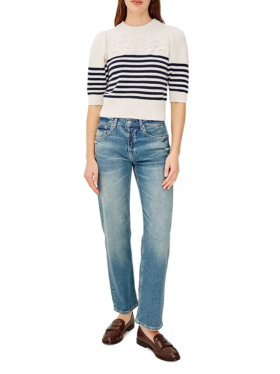 RAILS Women's Martha Appliquéd Striped Crewneck Sweater | Thumbnail 2