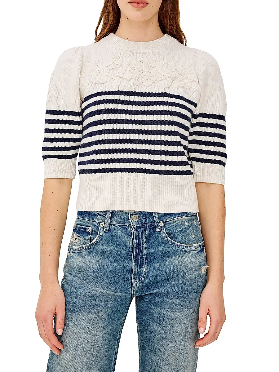 RAILS Women's Martha Appliquéd Striped Crewneck Sweater | Thumbnail 3
