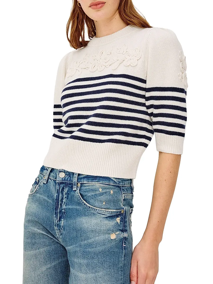 RAILS Women's Martha Appliquéd Striped Crewneck Sweater | Thumbnail 4