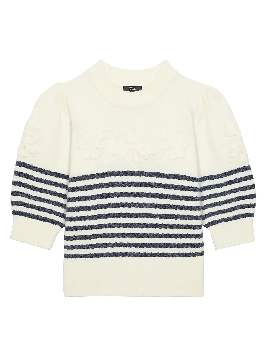 RAILS Women's Martha Appliquéd Striped Crewneck Sweater