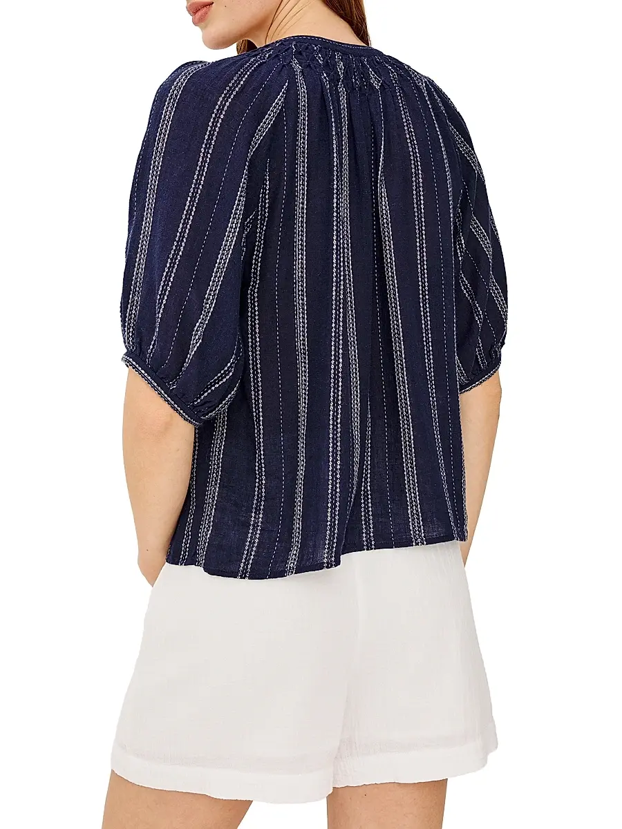 RAILS Women's Rix Striped Linen-Blend Scoopneck Blouse | Thumbnail 4 RAILS Women's Rix Striped Linen-Blend Scoopneck Blouse | Thumbnail 4