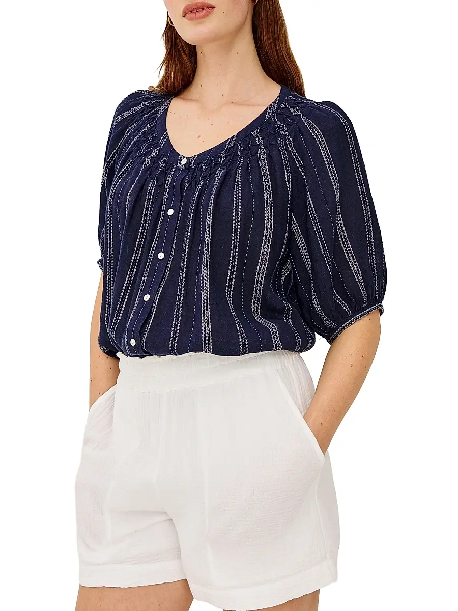 RAILS Women's Rix Striped Linen-Blend Scoopneck Blouse | Thumbnail 5 RAILS Women's Rix Striped Linen-Blend Scoopneck Blouse | Thumbnail 5