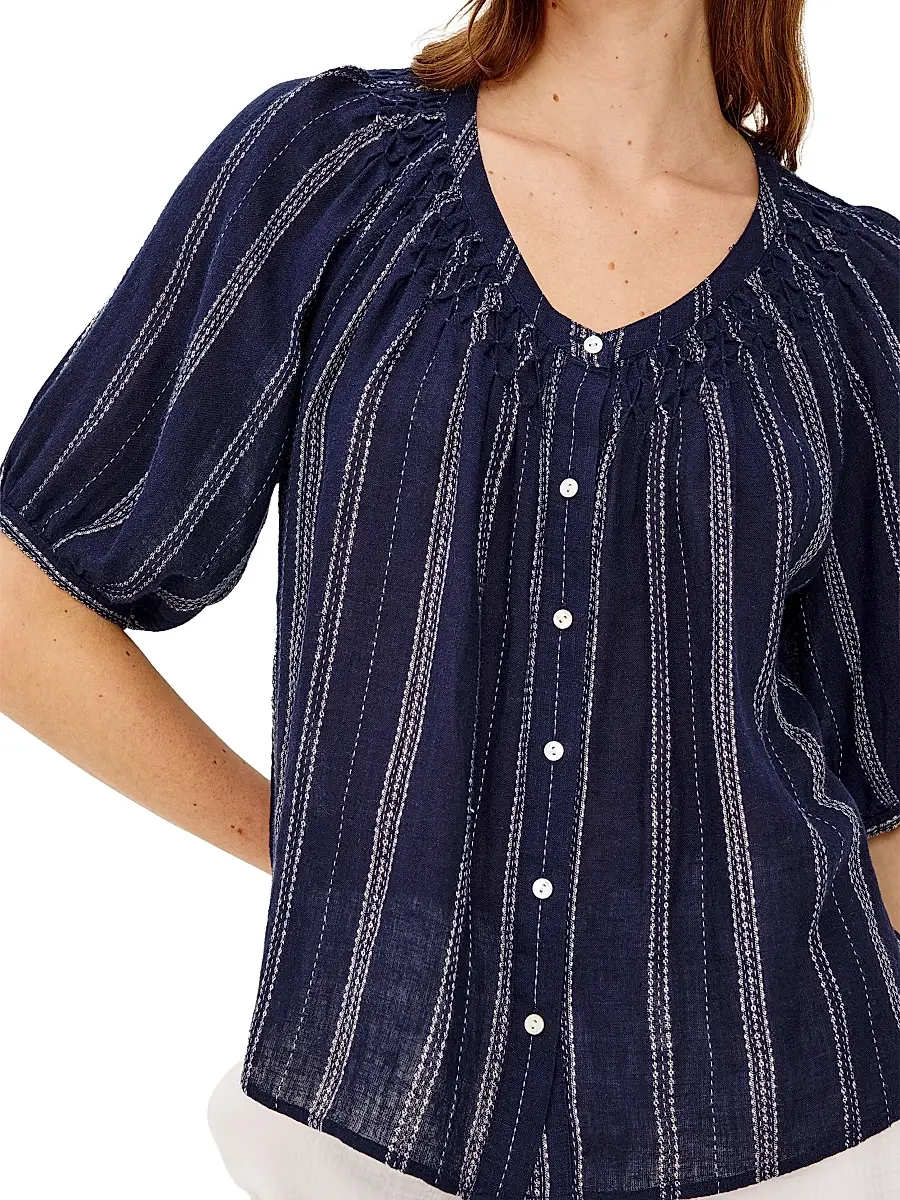 RAILS Women's Rix Striped Linen-Blend Scoopneck Blouse | Thumbnail 6 RAILS Women's Rix Striped Linen-Blend Scoopneck Blouse | Thumbnail 6