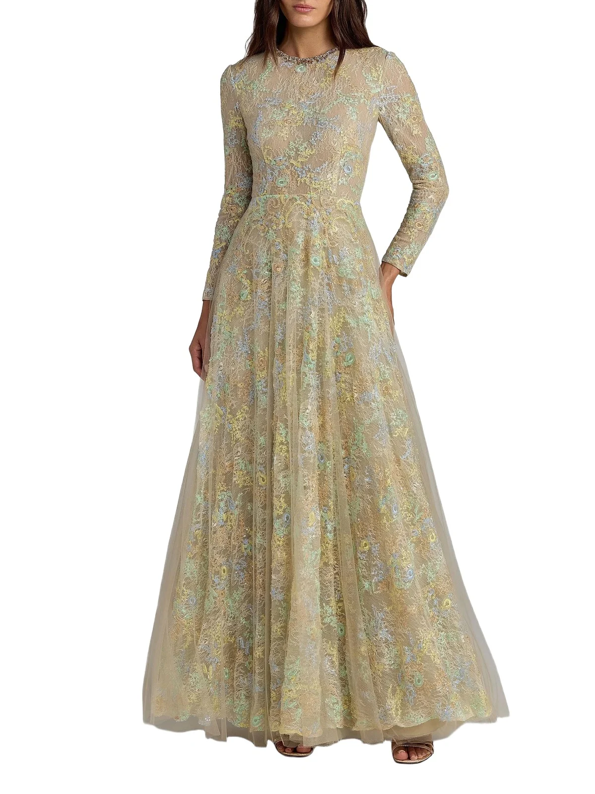 Women's Embroidered Lace Fit-&-Flare Gown Women's Embroidered Lace Fit-&-Flare Gown