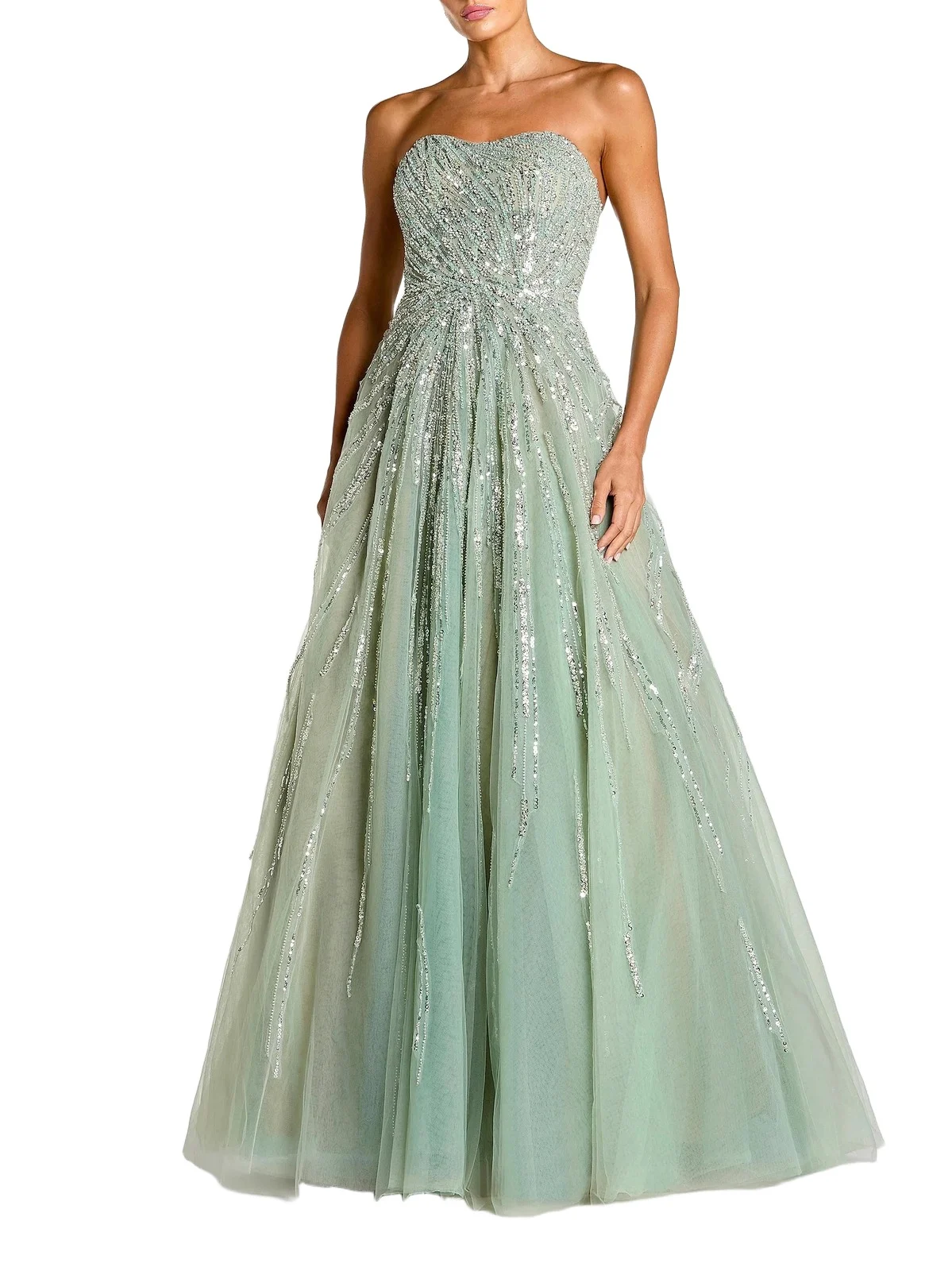 Women's Embellished Mesh Strapless Ball Gown Women's Embellished Mesh Strapless Ball Gown