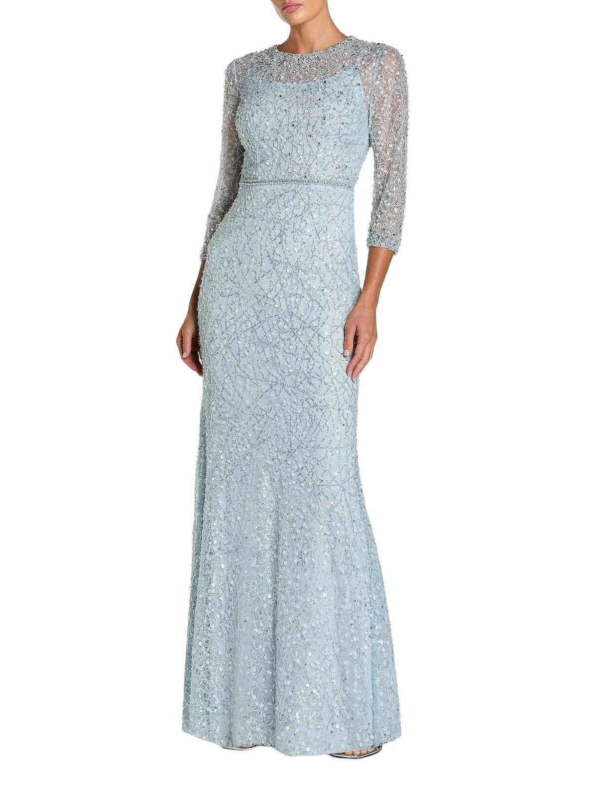 Women's Embellished Lace Column Gown