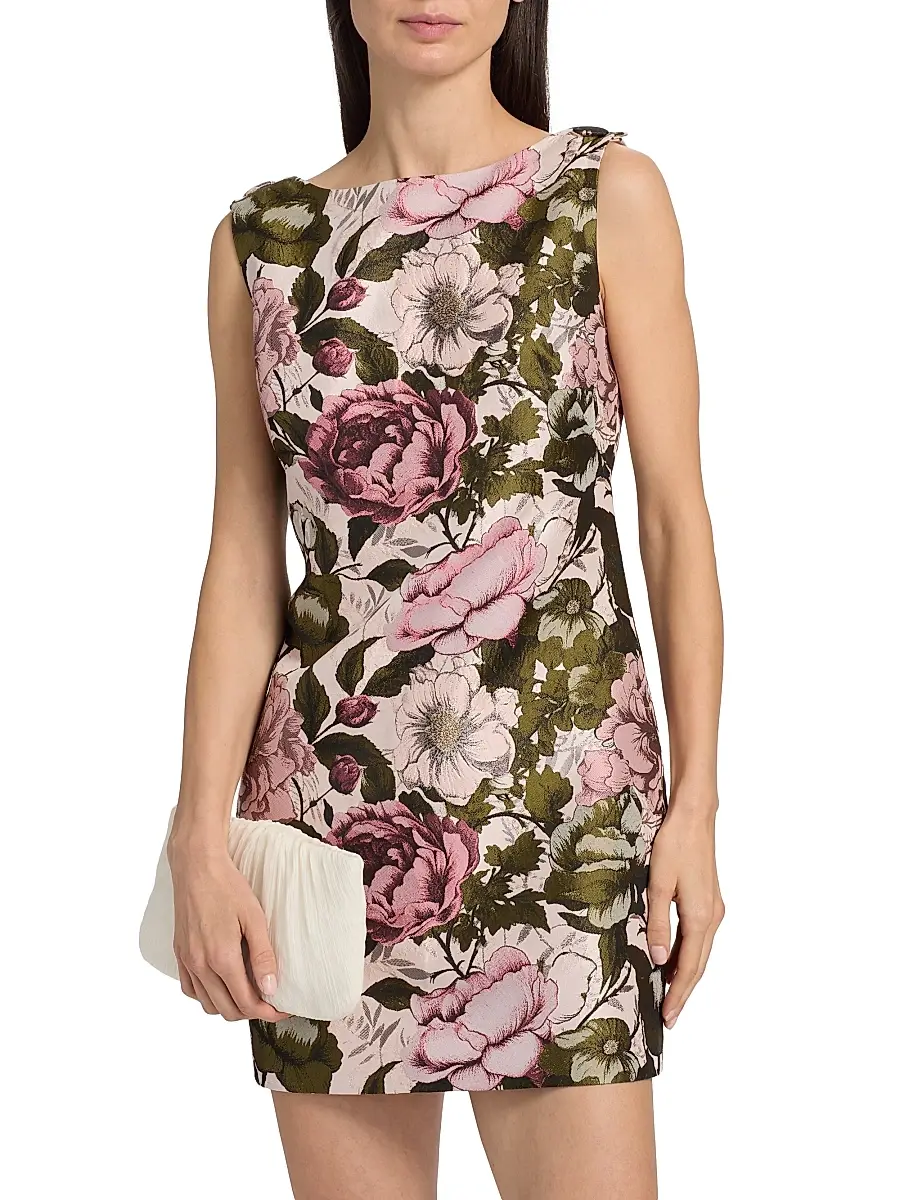 Milly Women's Lane Floral Jacquard Minidress | Thumbnail 3 Milly Women's Lane Floral Jacquard Minidress | Thumbnail 3