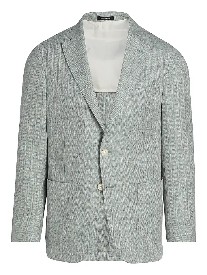 Saks Fifth Avenue Men's Chevron Linen-Wool Tailored Jacket