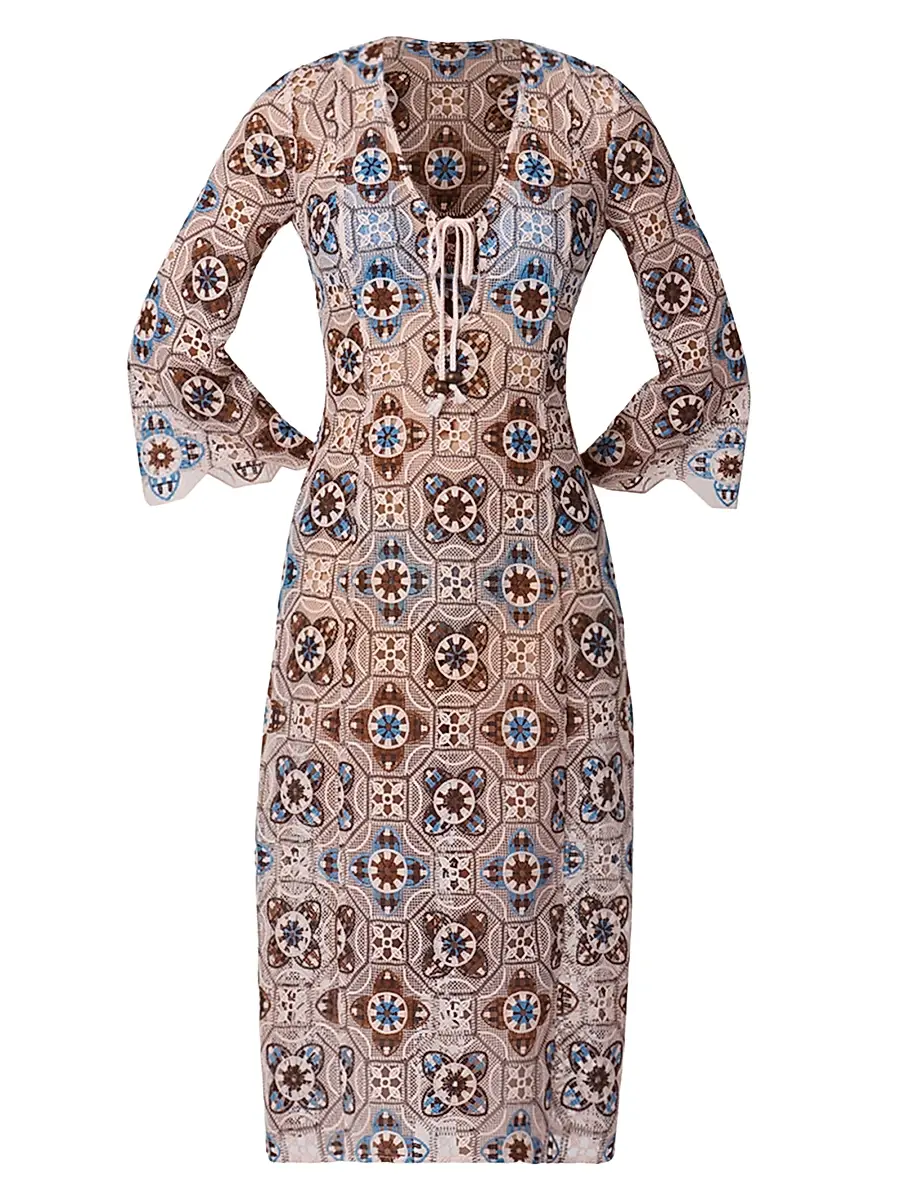 Shoshanna Women's Cannes Crochet Cover-Up Midi-Dress - Mocha Multi | Image 1 Shoshanna Women's Cannes Crochet Cover-Up Midi-Dress - Mocha Multi | Image 1