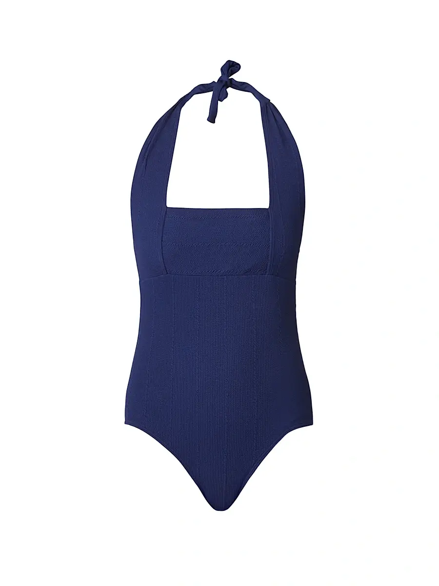 Shoshanna Women's Retro Halter One-Piece Swimsuit - Navy | Image 1 Shoshanna Women's Retro Halter One-Piece Swimsuit - Navy | Image 1