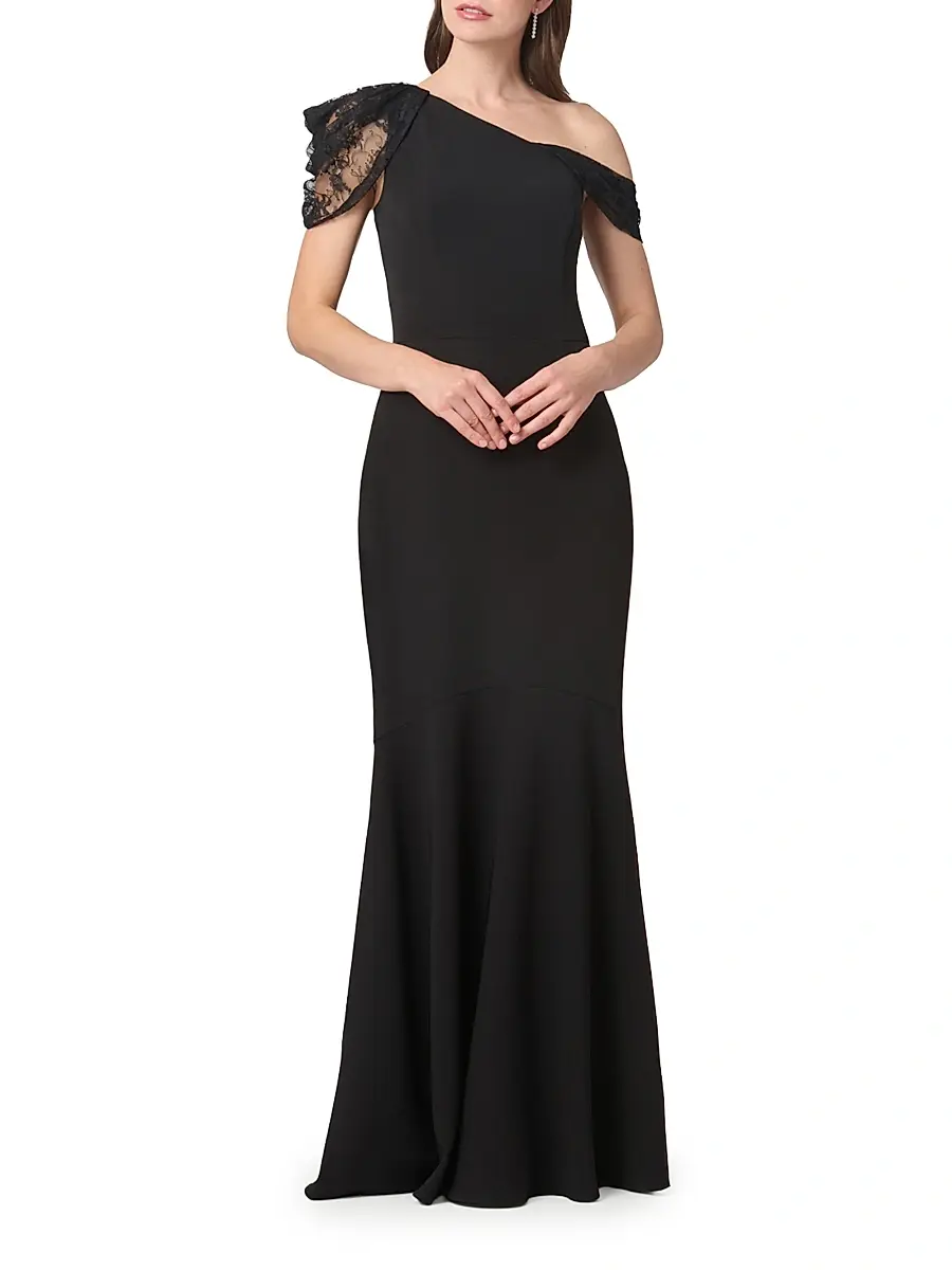 Shoshanna Women's Tayla Lace-Trimmed Trumpet Gown | Thumbnail 2 Shoshanna Women's Tayla Lace-Trimmed Trumpet Gown | Thumbnail 2