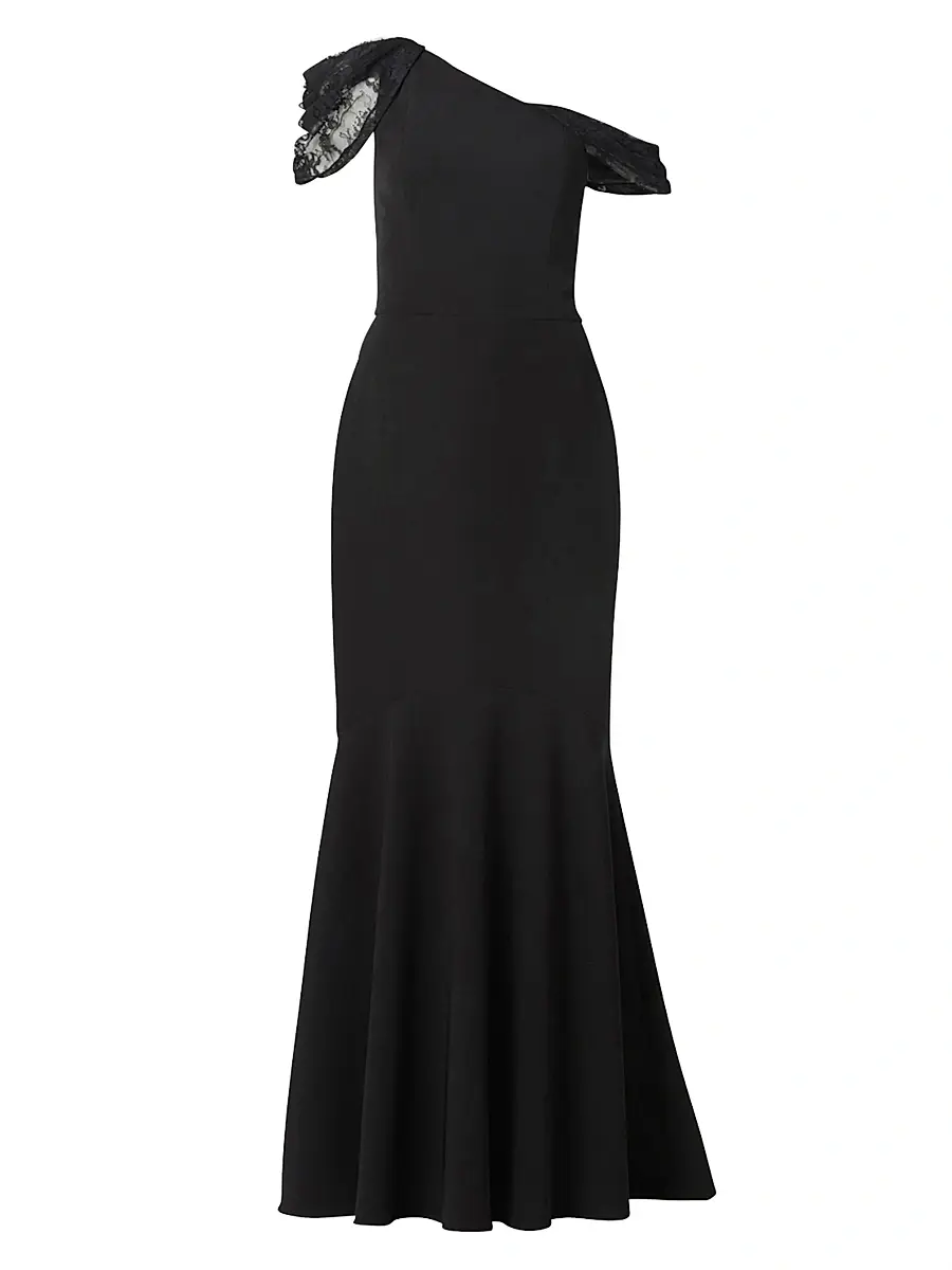 Shoshanna Women's Tayla Lace-Trimmed Trumpet Gown