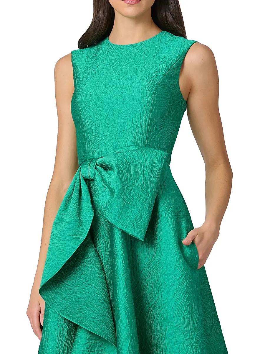 Shoshanna Women's Laura Bow-Appliqué Ruffled Jacquard Gown | Thumbnail 4 Shoshanna Women's Laura Bow-Appliqué Ruffled Jacquard Gown | Thumbnail 4