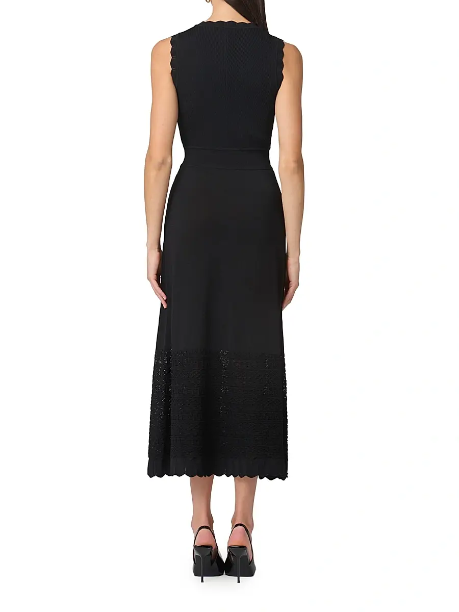 Shoshanna Women's Brooke Scalloped A-Line Midi-Dress | Thumbnail 3 Shoshanna Women's Brooke Scalloped A-Line Midi-Dress | Thumbnail 3