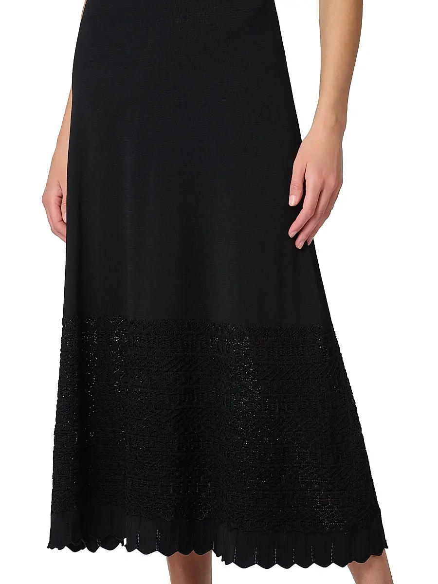 Shoshanna Women's Brooke Scalloped A-Line Midi-Dress | Thumbnail 4 Shoshanna Women's Brooke Scalloped A-Line Midi-Dress | Thumbnail 4