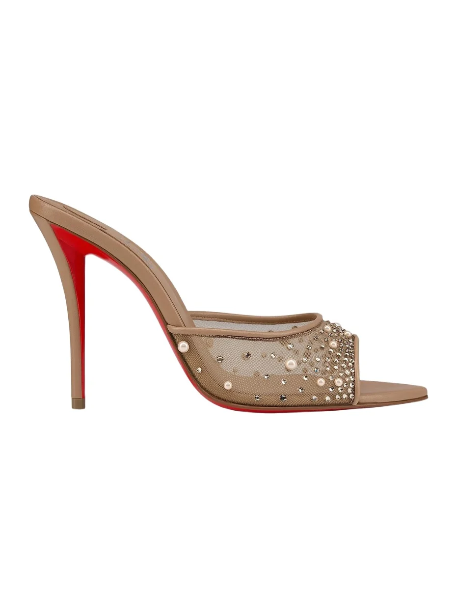 Women's Miss Z Degrasstrass Perla Mesh and Leather 100MM Mule Sandals