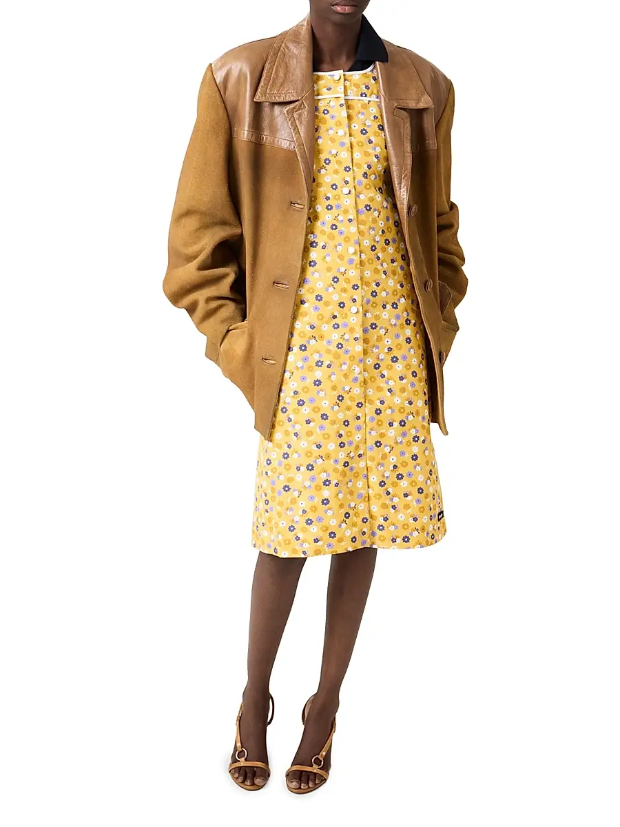 Miu Miu Women's Poplin Dress - Yellow | Thumbnail 6 Miu Miu Women's Poplin Dress - Yellow | Thumbnail 6