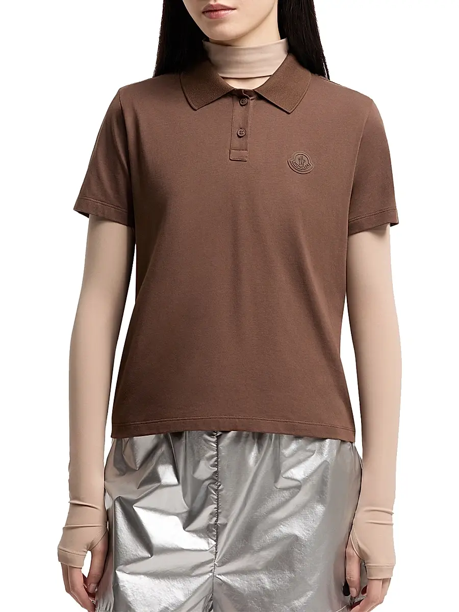 Moncler Women's Polo Shirt in Cotton Jersey with Pleats | Thumbnail 2 Moncler Women's Polo Shirt in Cotton Jersey with Pleats | Thumbnail 2