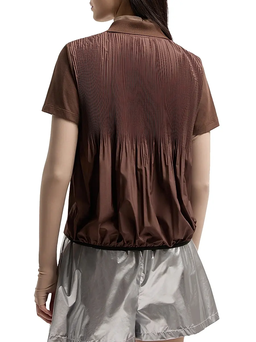 Moncler Women's Polo Shirt in Cotton Jersey with Pleats | Thumbnail 3 Moncler Women's Polo Shirt in Cotton Jersey with Pleats | Thumbnail 3