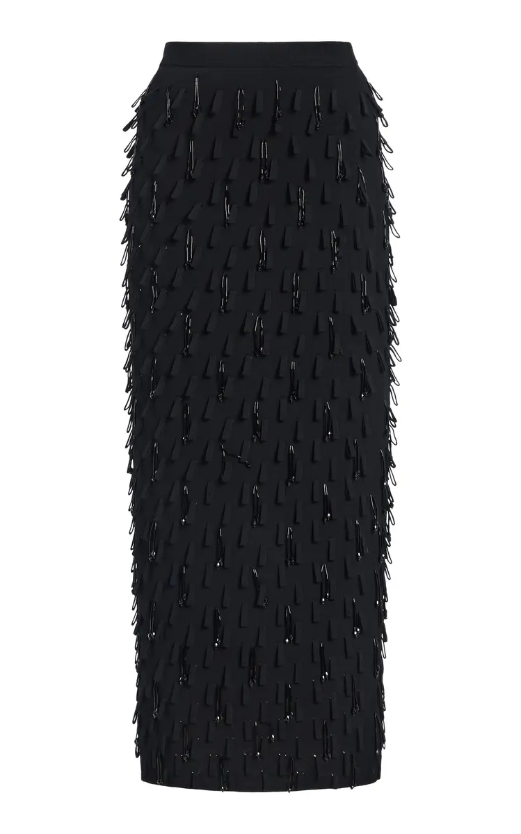 Simkhai Bree Bead-Embellished Knit Midi Skirt