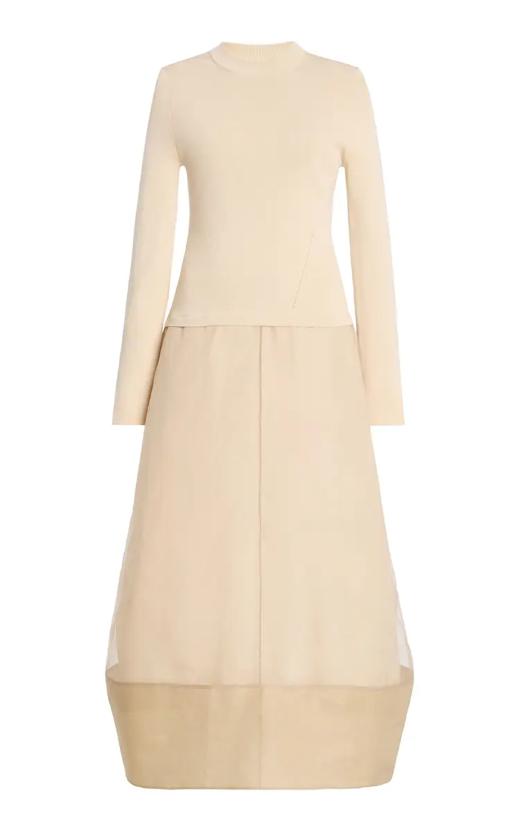 Simkhai Maril Knit Organza Midi Dress