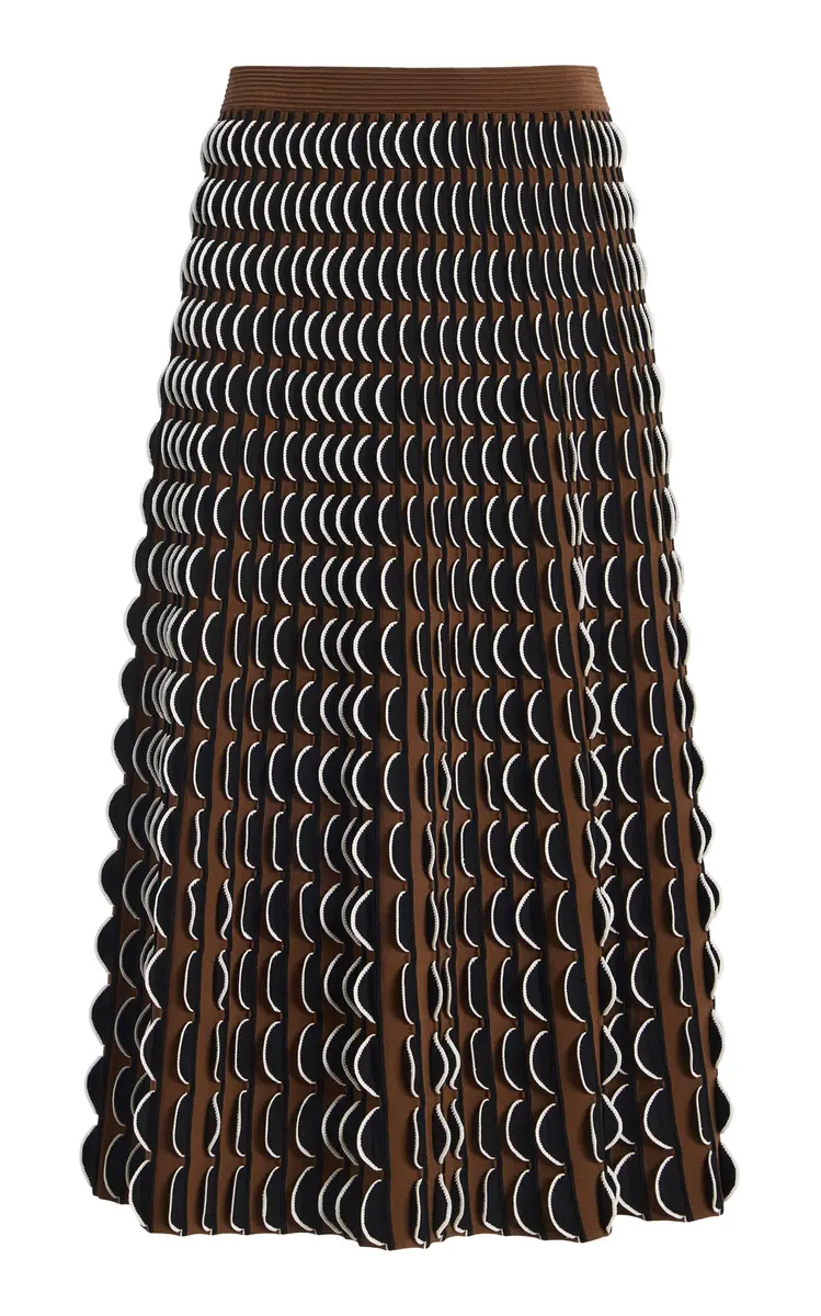 Simkhai Ike Scalloped Compact Knit Midi Skirt