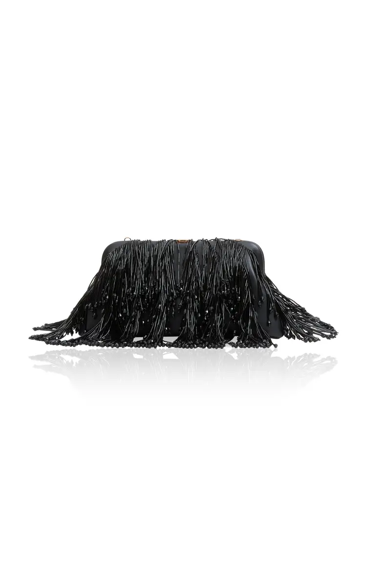 Simkhai Pia Embellished Suede Clutch