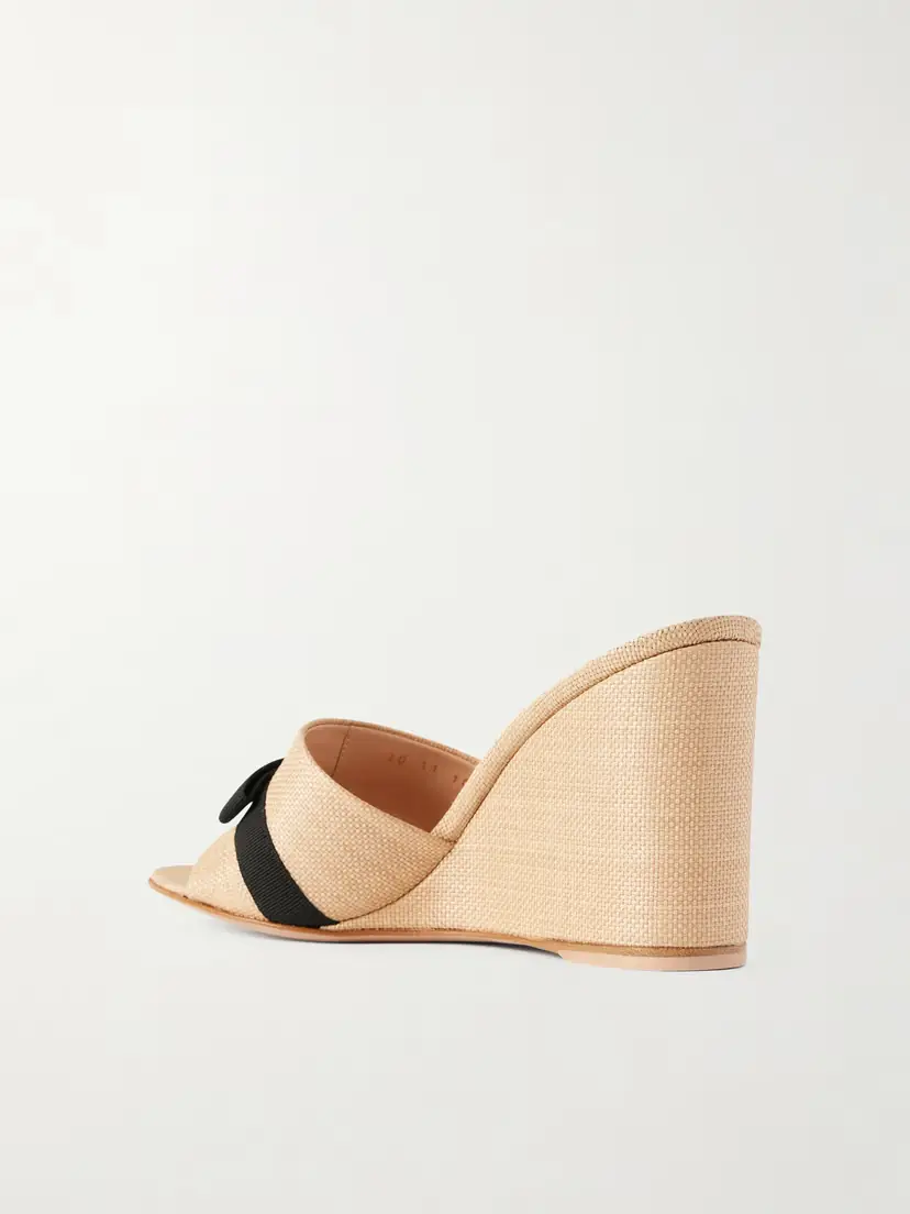 Gianvito Rossi 85 Grosgrain-trimmed Raffia Wedge Mules | Thumbnail 3