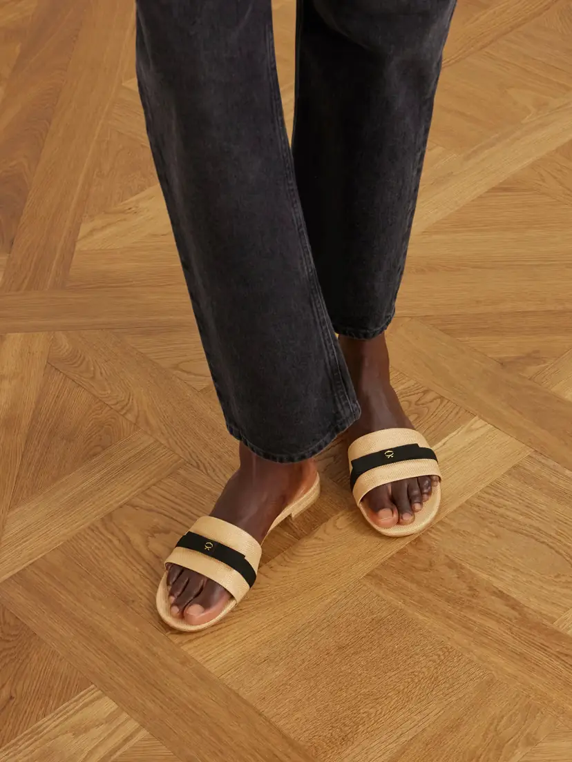 Gianvito Rossi Grosgrain-trimmed Raffia Slides | Thumbnail 2