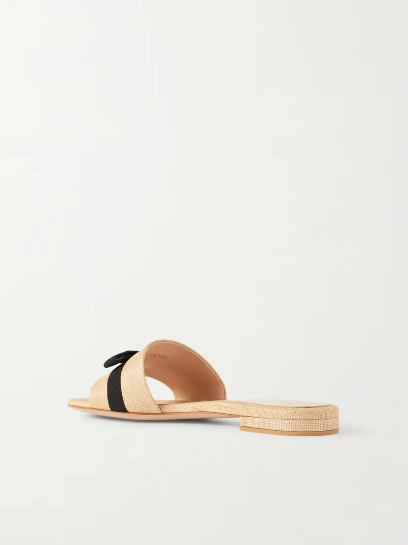 Gianvito Rossi Grosgrain-trimmed Raffia Slides | Thumbnail 3