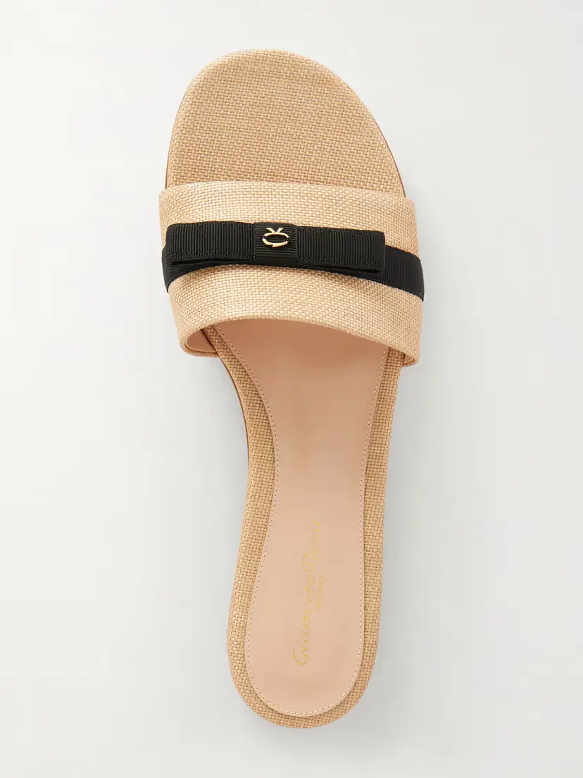 Gianvito Rossi Grosgrain-trimmed Raffia Slides | Thumbnail 6