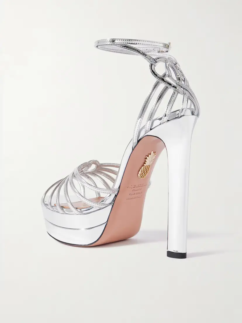 Aquazzura Sweetheart 130 Metallic Leather Platform Sandals | Thumbnail 3
