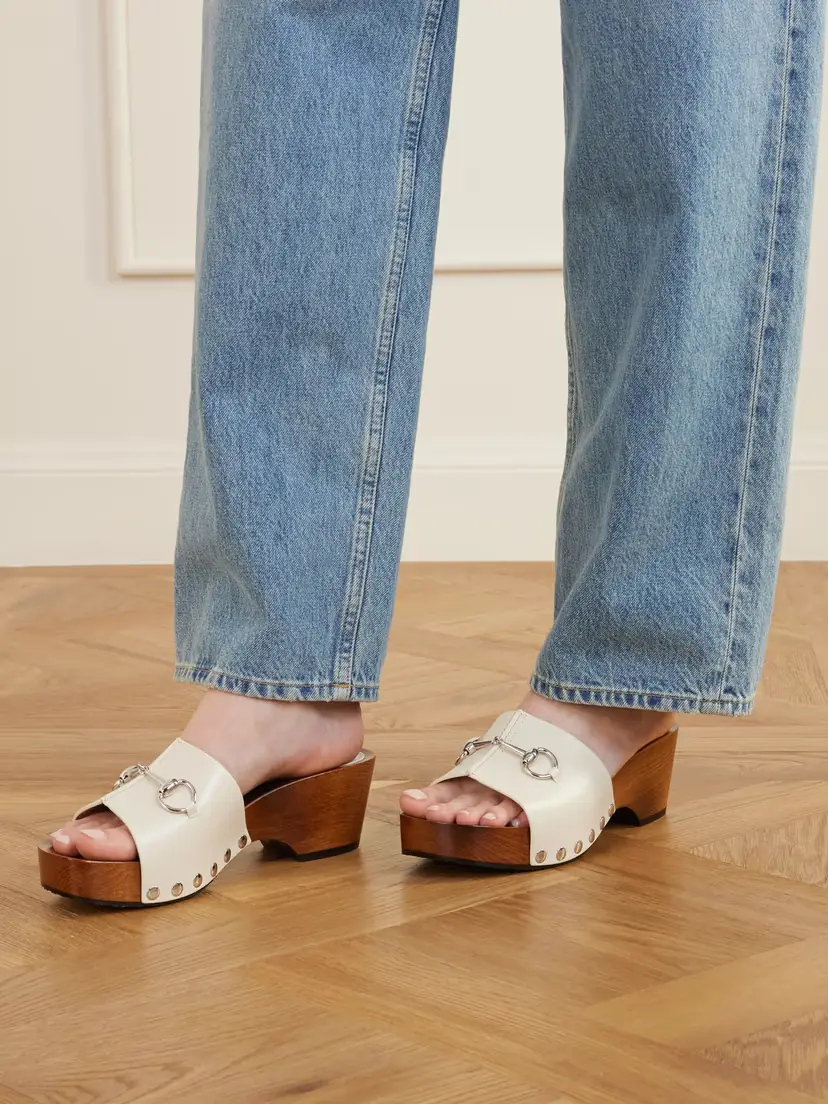 Gucci Embellished Leather Clogs | Thumbnail 2 Gucci Embellished Leather Clogs | Thumbnail 2