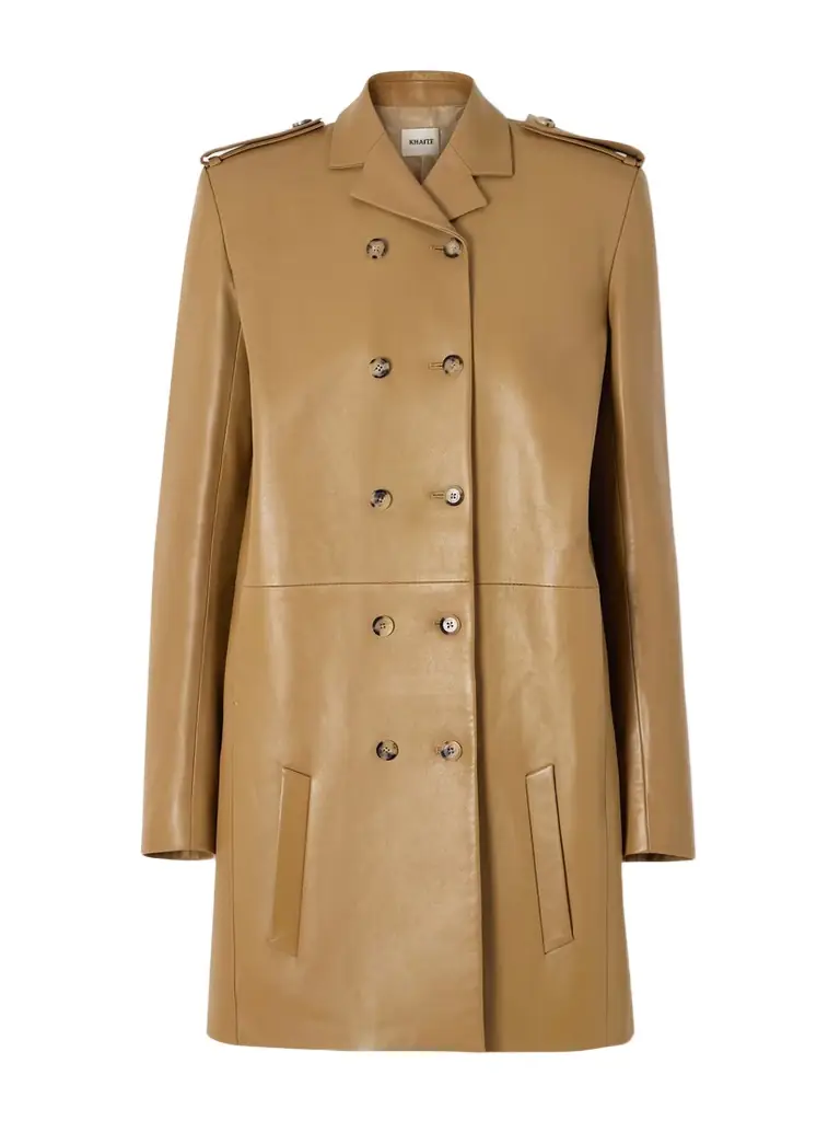 Khaite Sadra Double-breasted Leather Coat | Image 1 Khaite Sadra Double-breasted Leather Coat | Image 1