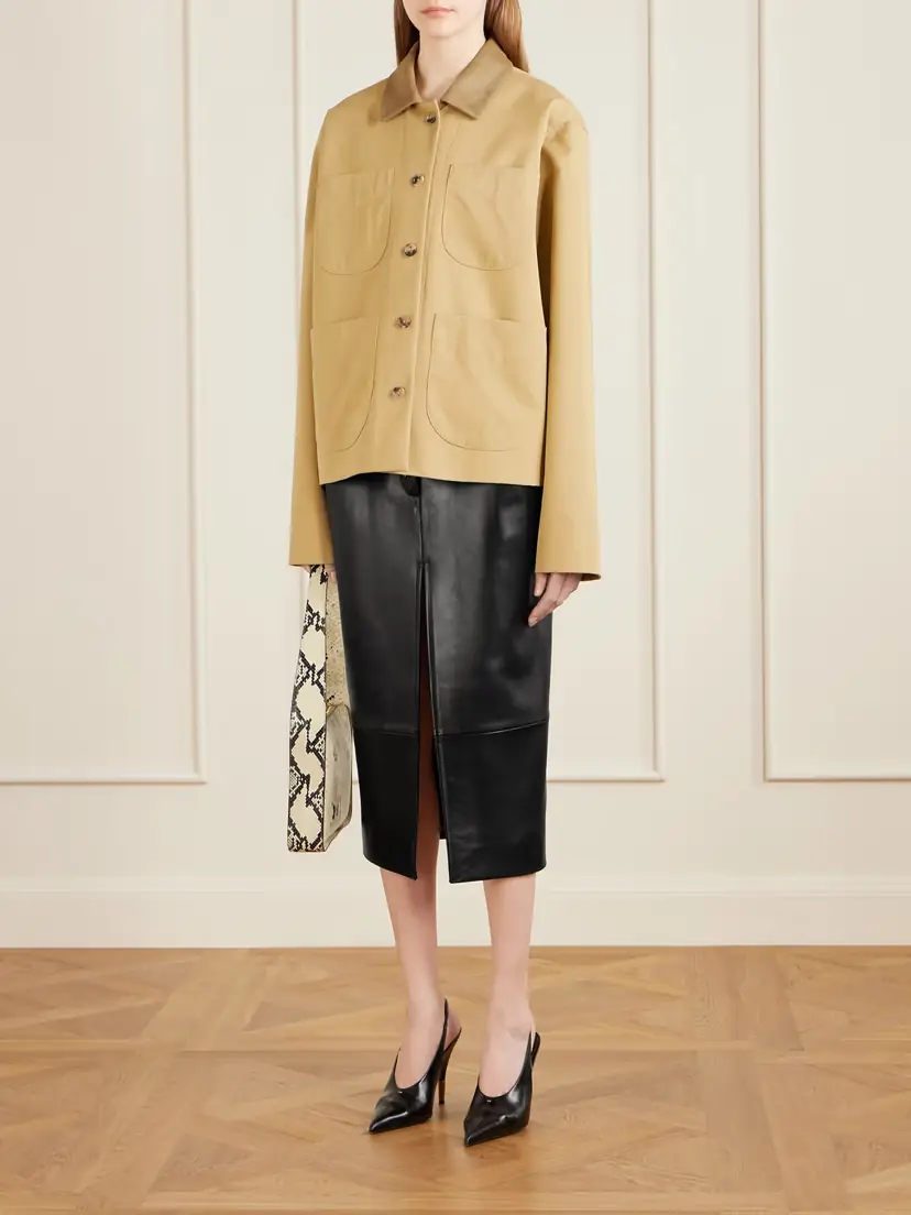 Khaite Anden Paneled Leather Midi Skirt | Thumbnail 2 Khaite Anden Paneled Leather Midi Skirt | Thumbnail 2
