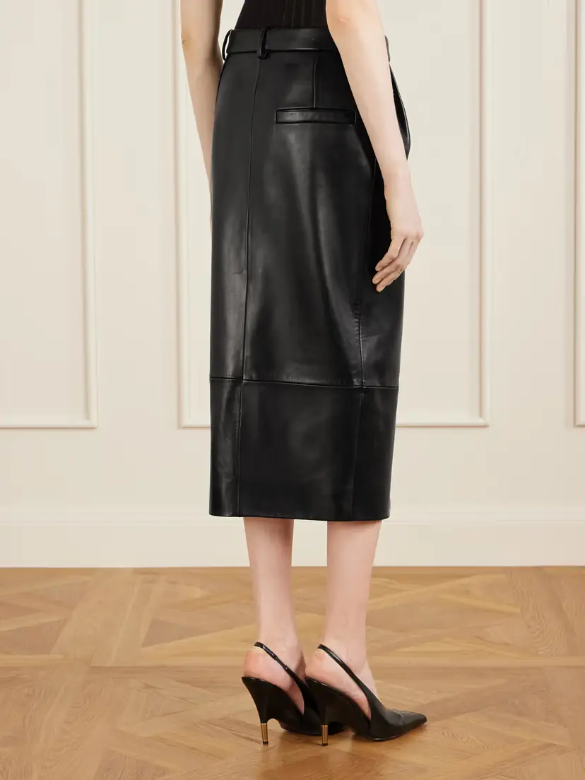 Khaite Anden Paneled Leather Midi Skirt | Thumbnail 4 Khaite Anden Paneled Leather Midi Skirt | Thumbnail 4