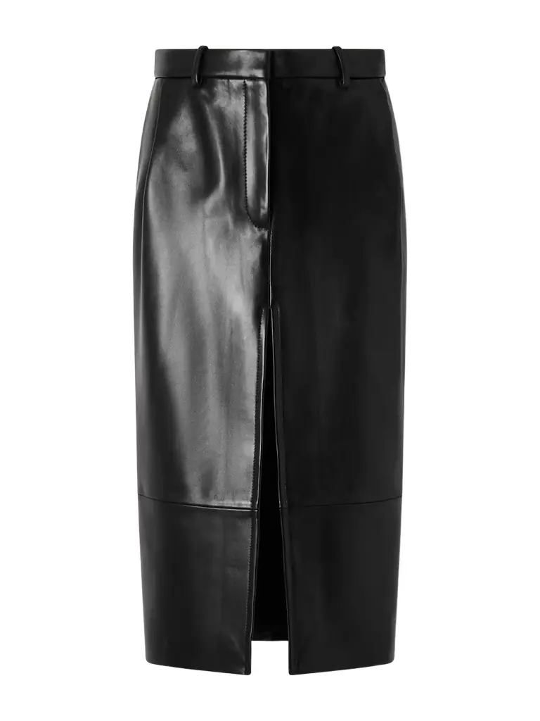 Khaite Anden Paneled Leather Midi Skirt | Image 1 Khaite Anden Paneled Leather Midi Skirt | Image 1