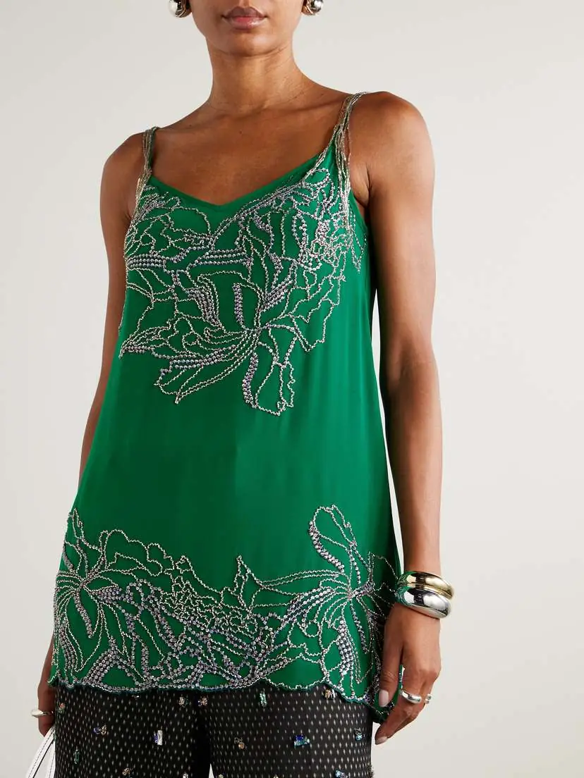 Dries Van Noten Embellished Silk-crepe Camisole | Thumbnail 3 Dries Van Noten Embellished Silk-crepe Camisole | Thumbnail 3