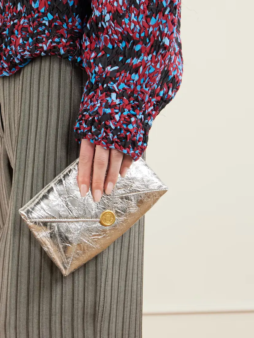 Dries Van Noten Metallic Crinkled-leather Clutch | Thumbnail 2