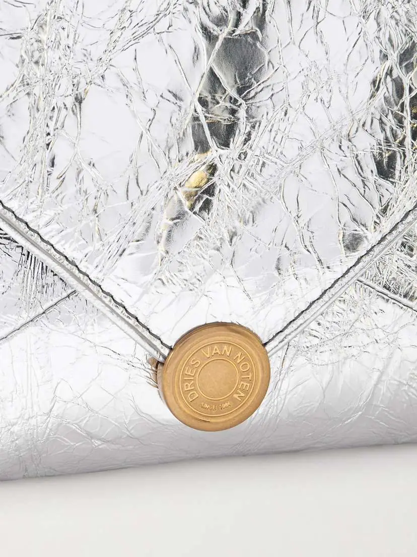 Dries Van Noten Metallic Crinkled-leather Clutch | Thumbnail 5
