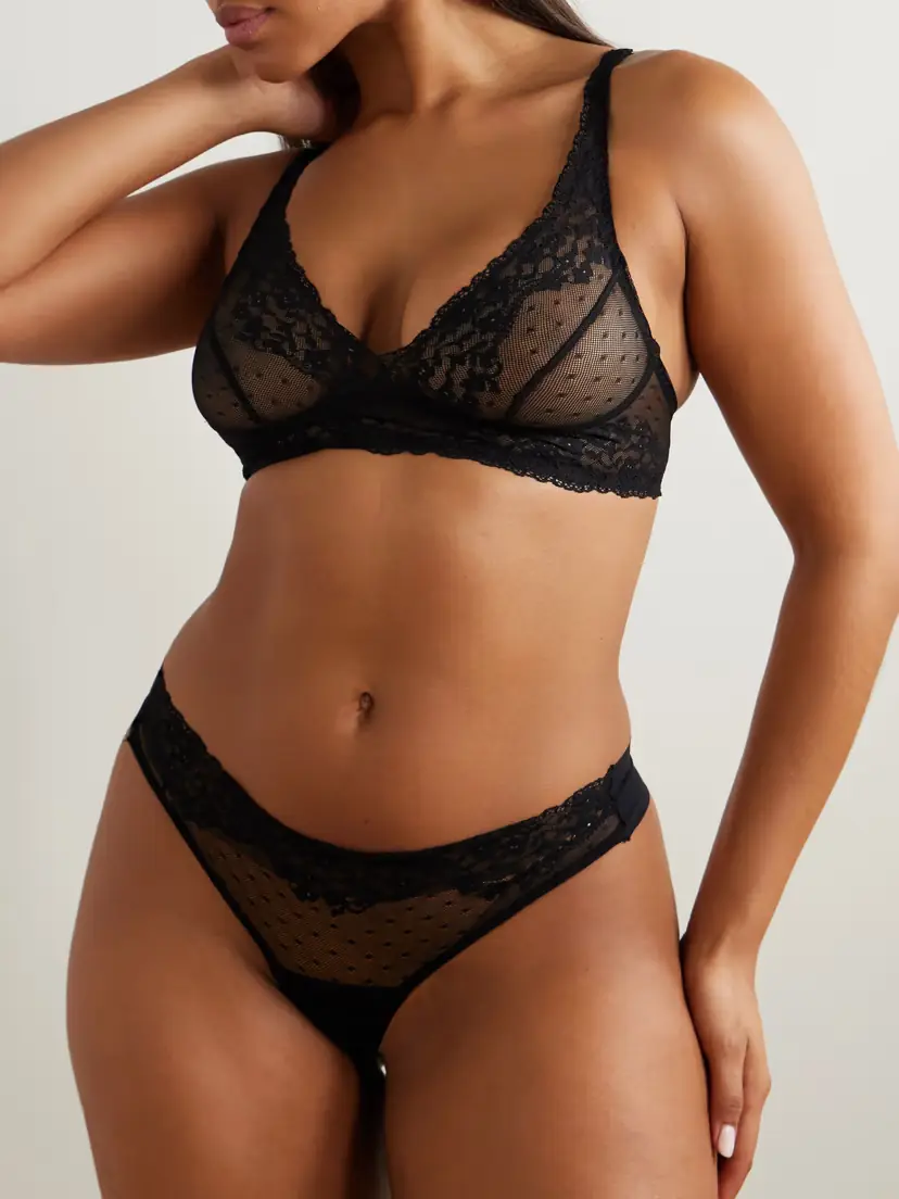 Commando Double Take Set Of Two Lace-trimmed Stretch Thongs | Thumbnail 2