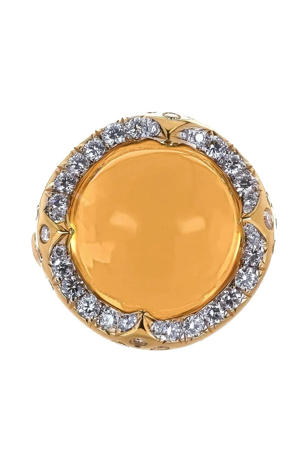 Citrine Diamond Molten Ring